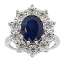 9ct White Gold 1ct Diamond And Sapphire Cluster Ring