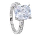 Silver Cubic Zirconia Octangular Solitaire Ring by Icesia