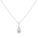 18ct White Gold 0.40ct Brilliant Cut Diamond and Sapphire Cluster Pendant and Chain 16"