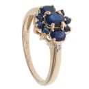 9ct Yellow Gold 0.01ct Diamond and Sapphire Cluster Ring