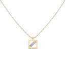 18ct Yellow Gold 0.16ct Diamond Trilogy Square Pendant and Chain 18"