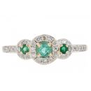 9ct Yellow Gold 0.30cts Diamond And Emerald Ring