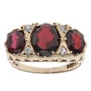 9ct Yellow Gold Garnet and Cubic Zirconia Fancy Ring
