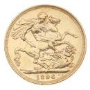 1896 Vitoria Old Head Australia Full Sovereign Coin