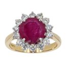 18ct Yellow And White Gold Ruby And Diamond Cluster