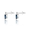 9ct White Gold London Blue Topaz Pear Pendant with 0.14ct Natural Diamond Accent