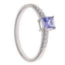 9ct White Gold 0.10ct Diamond and Tanzanite Single Stone Ring