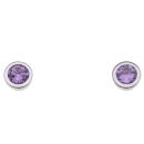 925 Sterling Silver Amethyst Solitaire Stud Earrings