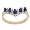 18ct Yellow Gold 0.10ct Diamond and Sapphire Wishbone Ring