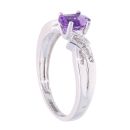 9ct White Gold Amethyst and Diamond Crossover Ring