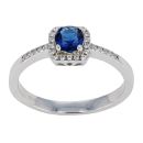 Silver Cubic Zirconia And Blue Gemstone Cluster Ring by Icesia