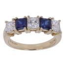 14ct Yellow Gold Sapphire and Cubic Zirconia Ring
