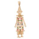 9ct Yellow Gold Multi Gemstone Clown Pendant