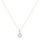 9ct Yellow Gold 0.02ct Diamond and Pearl Pendant and Chain 18"