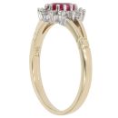 9ct Yellow Gold Cubic Zirconia and Red Gemstone Cluster Ring