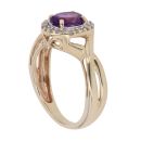 9ct Yellow Gold 0.10ct Brilliant Cut Diamond and Amethyst Cluster Ring