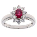 18ct White Gold 0.47ct Brilliant Cut Diamond and Ruby Cluster Ring