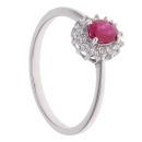 9ct White Gold 0.10ct Diamond and Ruby Cluster Ring