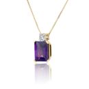 9ct Yellow Gold Natural Amethyst Lab Grown Diamond Pendant Necklace