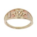 14ct Yellow White and Rose Gold Patterned Signet Ring