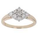 9ct Yellow Gold 0.33ct Brilliant Cut Diamond Cluster Ring