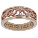 9ct Yellow and Rose Gold 0.05ct Diamond Cariad Hearts Clogau Ring