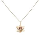 9ct Yellow and Rose Gold Clogau Daffodil Pendant and Curb Chain 22"