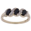 9ct Yellow Gold 0.05ct Diamond and Sapphire Fancy Ring