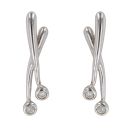 9ct White Gold 0.05ct Diamond Two Stone Crossover Earrings
