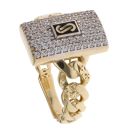 14ct Yellow Gold Monaco Classic Flex Pave Link Signet Ring