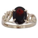 9ct Yellow Gold Garnet Filigree Single Stone Ring