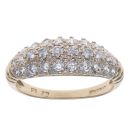 9ct Yellow Gold Cubic Zirconia Three Row Ring