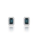 9ct Yellow Gold London Blue Topaz And 0.14ct Natural Diamond Halo Earrings