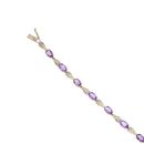 9ct Yellow Gold 0.05ct Diamond And Amethyst Bracelet 7.5"