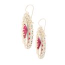 14ct Yellow Gold Red Gemstone Earrings