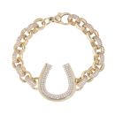 9ct Yellow Gold Cubic Zirconia Horseshoe Belcher Bracelet 5.5"