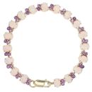 9ct Yellow Gold Created Blue Opal and Amethyst Bracelet 7"