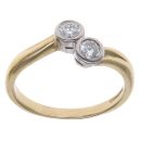 18ct Yellow Gold 0.40ct Brilliant Cut Diamond Two Stone Fancy Ring