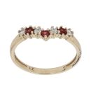 9ct Yellow Gold Cubic Zirconia and Garnet Wishbone Ring