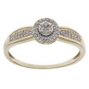 9ct Yellow Gold 0.17ct Brilliant Cut Diamond Cluster Ring