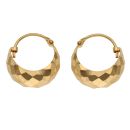 22ct Yellow Gold Faceted Basket Hoop Earrings