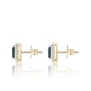 9ct Yellow Gold London Blue Topaz And 0.14ct Natural Diamond Halo Earrings