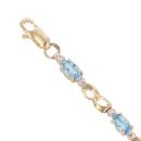 9ct Yellow Gold 0.20ct Diamond and Blue Topaz Bracelet 7"