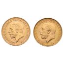 1925 George V Large Head South Africa & 1931 George V Small Head South Africa South Africa Full Sovereign Coins Set Proof Boxed