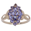 9ct Yellow Gold Tanzanite Cluster Ring