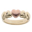 9ct Yellow and Rose Gold 0.02ct Heart Clogau Ring