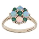 9ct Yellow Gold Emerald and Opal Cluster Ring