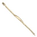 14ct Yellow Gold Monaco ID Curb Cubic Zirconia Pave Lock Bracelet 5.5"