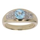 9ct Yellow Gold 0.06ct Diamond Created Topaz Ring