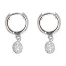 Silver Cubic Zirconia Drop Hoop Earrings By Icesia